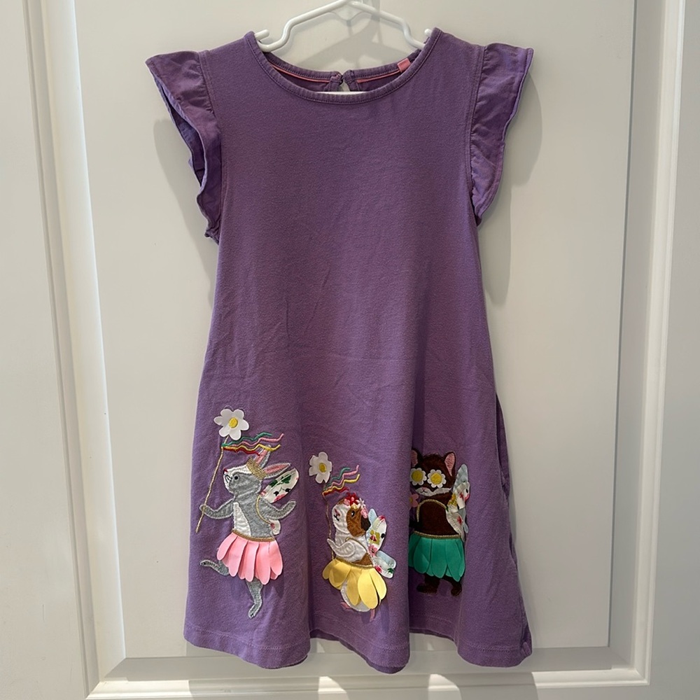 Mini Boden Springtime 100% Cotton Jersey Dress with Pockets